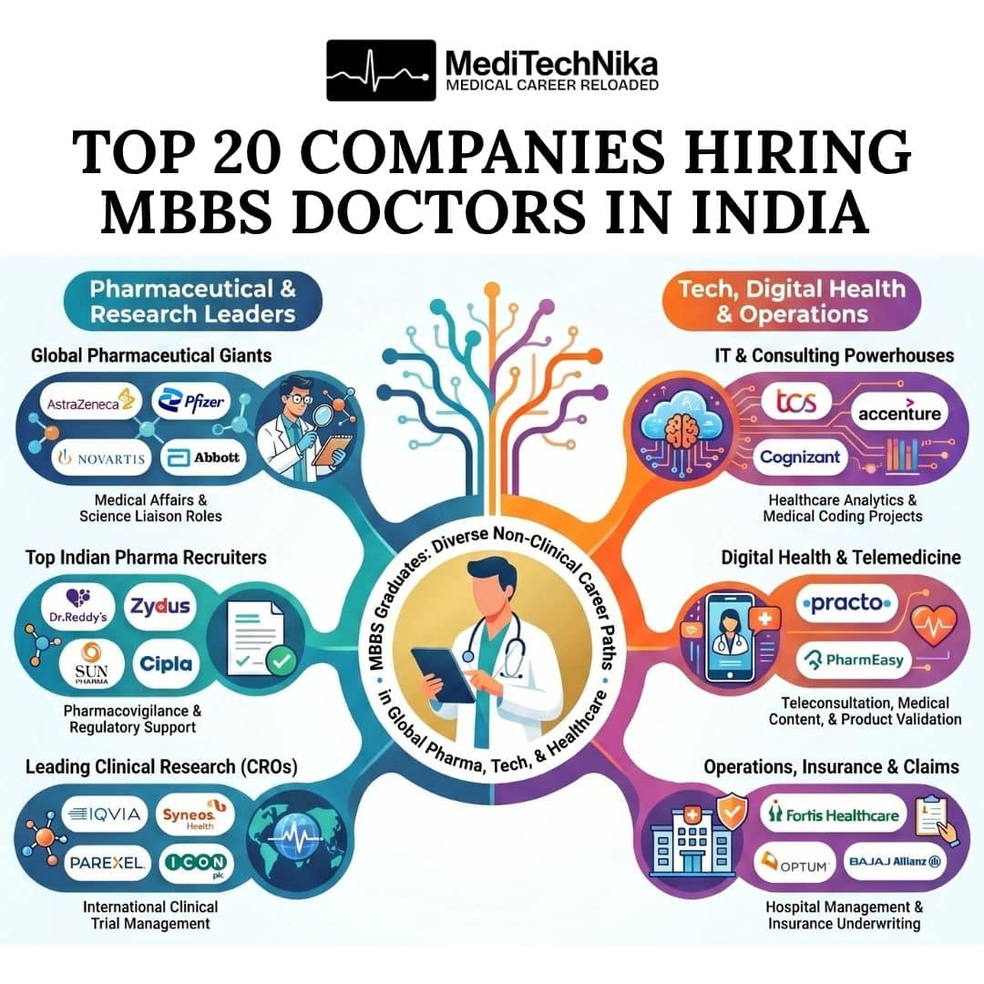 Top 20 Companies Hiring MBBS Doctors for Non-Clinical Jobs