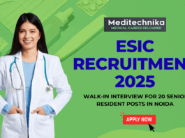 ESIC Recruitment 2025 Walk-In Interview for 20 Senior Resident Posts in Noida - Apply Now