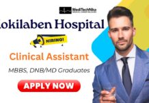 Clinical Assistant Job Opportunity in Emergency Medicine at Kokilaben Hospital Clinical Assistant Job at Kokilaben Hospital Mumbai