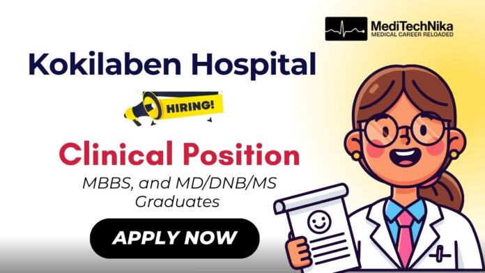 Clinical Job at Kokilaben Hospital Assistant Vacancy
