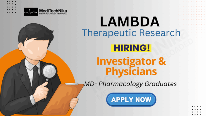 MD Pharmacology Job at Lambda Therapeutic Research | Apply