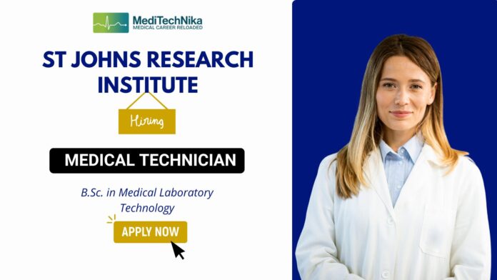 MLT Job at SJRI Apply Now for Medical Technician Position MLT Job at SJRI Apply Now for Medical Technician Position