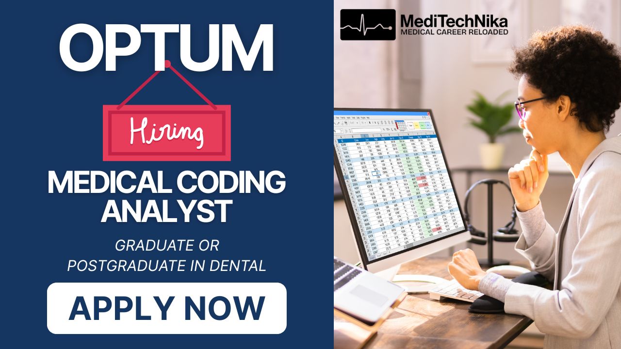 Optum Hiring Medical Coding Analyst Optum is hiring a Medical Coding Analyst. Dental Graduates and Post-Graduates can apply