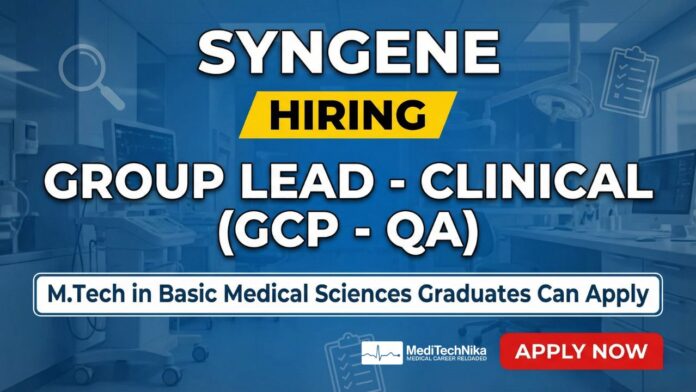 Clinical Job at Syngene in Bangalore