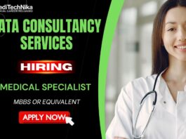 Tata Consultancy Services hiring a Medical Specialist. MBBS graduates can apply.
