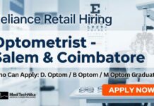Top Optometrist Freshers Job in Salem & Coimbatore | Apply at Reliance Retail Optometrist Freshers Job at Reliance Retail | Salem & Coimbatore Hiring
