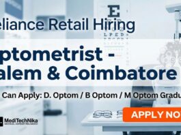 Optometrist Freshers Job at Reliance Retail | Salem & Coimbatore Hiring