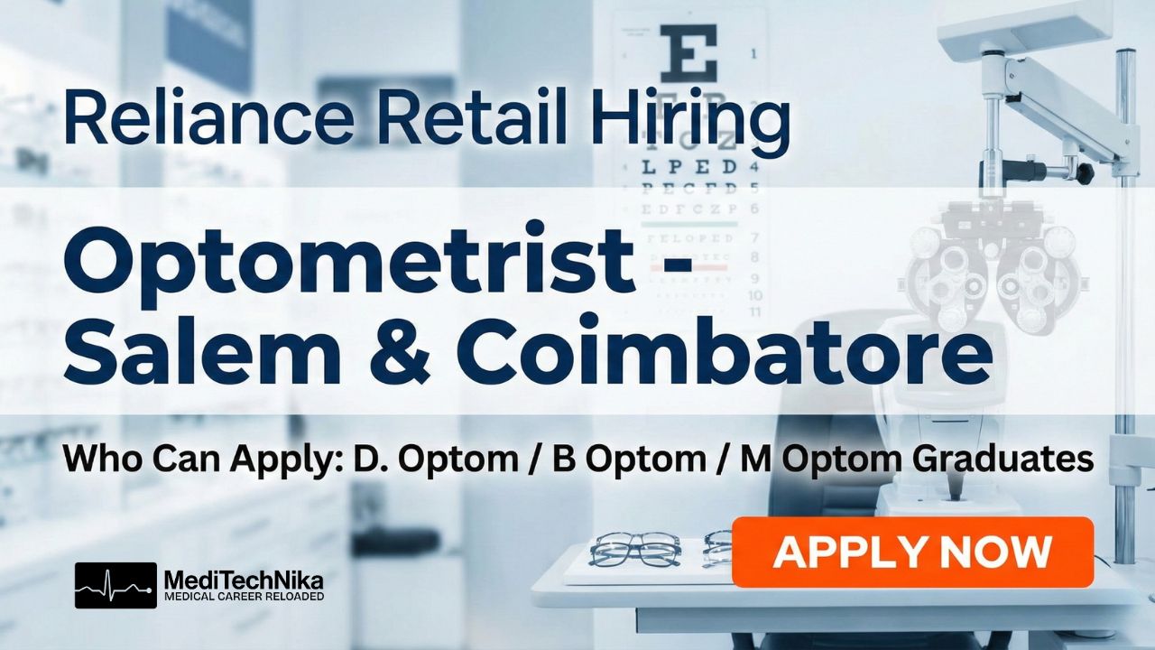 Optometrist Freshers Job at Reliance Retail | Salem & Coimbatore Hiring Optometrist Freshers Job at Reliance Retail | Salem & Coimbatore Hiring