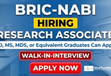 Walk-In-Interview For Research Associate Job at BRIC-NABI | MD, MDS Graduates Apply Walk-In-Interview For Research Associate Job at BRIC-NABI
