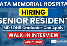Senior Resident Walk-In at Tata Memorial Hospital: Medical Job Opportunity Medical Job at Tata Memorial Hospital in Mumbai | Walk-In Interview