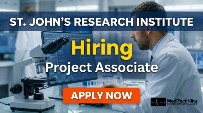 Apply for a project associate job at St. John’s Research Institute Bangalore. Explore sjri careers with this ICMR-funded opportunity suitable for MBBS jobs and nursing professionals.