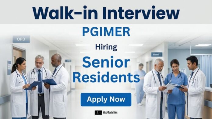 Senior Resident Job at PGIMER Chandigarh - Apply Now
