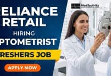 Freshers Optometrist Job Opportunity at Reliance Retail | D. Optom / B Optom Graduates Apply Freshers Optometrist Job at Reliance Retail Careers | Apply Now