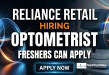 Optometrist Job Opportunity at Reliance Retail in Vadodara Optometrist Job at Reliance Retail | Freshers Apply