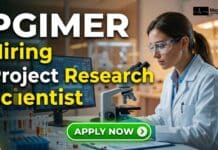 PGIMER MBBS Medical Project Research Scientist Role With Rs. 80,000 pm Pay – Applications Invited Online Scientist job at PGIMER Chandigarh for Project Research Scientist-II (Medical). Apply online for MBBS jobs in Chandigarh under ICMR-funded project.