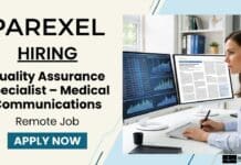 MD Job as Quality Assurance Specialist – Medical Communications at Parexel | Remote Job Opportunity Remote MD Job: Quality Assurance Specialist Role at Parexel