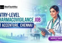Entry-Level Pharmacovigilance Job in Accenture, Chennai | Don’t Miss this Opportunity! Entry-Level Pharmacovigilance Job at Accenture in Chennai. MBBS Graduates Apply for the Pharmacovigilance Job at Accenture Careers.