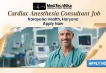Impactful Cardiac Anesthesia Consultant Job at Narayana Health, Haryana | Work with a leading healthcare organization Cardiac Anesthesia Consultant Job at Narayana Health in Haryana. Candidates with MD/DNB in Anesthesiology apply for this job role.