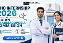 WHO Collaborating Centre Internship Programme 2026 at Indian Pharmacopoeia Commission | Exclusive for MBBS/MDS Candidates! WHO Internship 2026 for MBBS/MDS Candidates. Apply for the Internship Opportunity at the Indian Pharmacopoeia Commission.