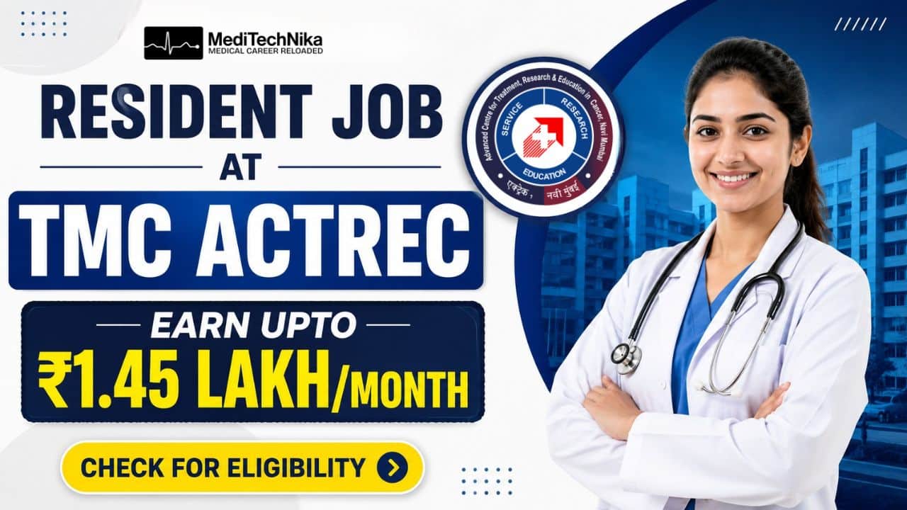 ₹1.45 Lakh/Month for the Resident Job at TMC ACTREC | Attend Walk-in Interview! Resident Job at TMC ACTREC, Mumbai. Earn Upto ₹1.45 Lakh/Month. Apply for the Senior Resident Position at ACTREC.