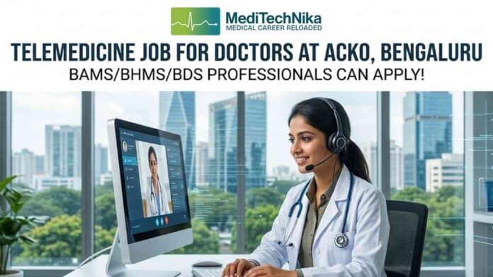 Telemedicine job for doctors at ACKO in medical underwriting and digital health insurance