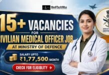 ₹1,77,500/Month for Civilian Medical Officer Job at Ministry of Defence | 15+ Vacancies for UPSC Recruitment 2026! Civilian Medical Officer Job at Ministry of Defence. 15+ Vacancies for the UPSC Recruitment. Doctors Apply for this Job.