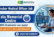 Fresher Medical Officer Job at Tata Memorial Centre – MBBS Graduates Can Earn Up to ₹1.09 Lakh/Month! Medical Officer Job at Homi Bhabha Cancer Hospital under Tata Memorial Centre Recruitment for MBBS doctors – Govt. Medical Jobs 2026