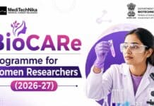 Call For Applications under BioCARe Programme for Women Researchers (2026-27) BioCARe Programme 2026-27 invites eligible women researchers to seek DBT support for biotechnology projects. Apply by 23 September 2026.