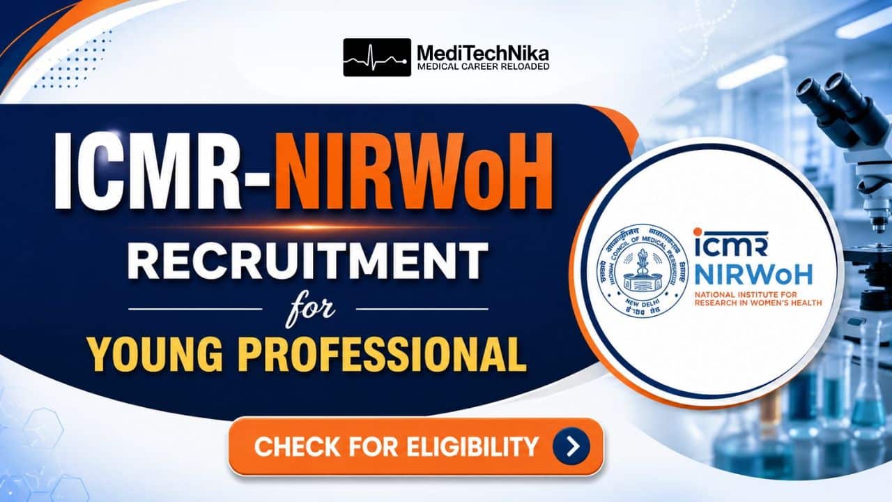 ICMR-NIRWoH Recruitment for Young Professional Medical Professionals Are Eligible! ICMR-NIRWoH Recruitment for Young Professionals. Check for the location, eligibility, and responsibilities for the Job Position.