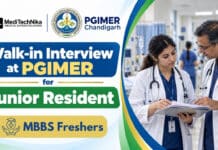 PGIMER Walk-In Interview 2026 | Junior Resident Job for MBBS Doctors | Apply Now! Walk-in Interview for the Post of Junior Resident at PGIMER