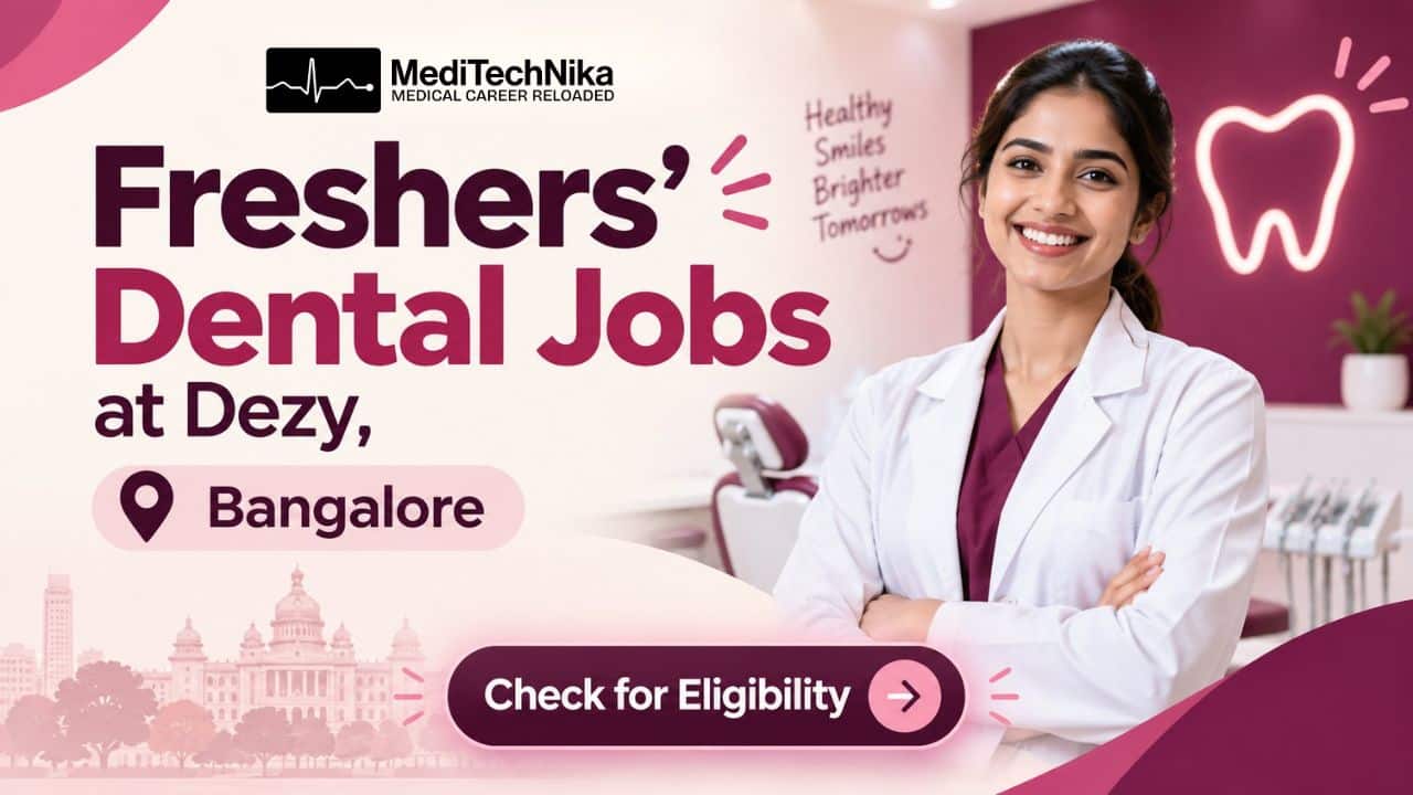 Freshers' Dental Jobs at Dezy, Bangalore BDSMDS Attend Walk-in Interview on 23 Sept 2026! Dental Jobs for BDS/MDS Freshers at Dezy. Apply for Dentist Jobs in Bangalore. BDS/MDS Jobs at Dezy in Bangalore.