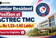 Senior Resident (Transfusion Medicine) at ACTREC TMC | MD Immuno-Haematology | Apply by 8 Oct | Earn Rs 1.33–1.45 Lakh/- ACTREC vacancy: Senior Resident in Transfusion Medicine. Apply by 8 October 2026; eligible MD candidates earn Rs. 1.33–1.45 lakh monthly.