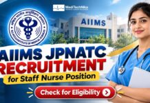 AIIMS JPNATC Recruitment for Staff Nurse | BSc Nursing Apply Now AIIMS JPNATC recruitment invites BSc Nursing candidates for a Staff Nurse post in New Delhi. Check eligibility, salary, apply by 25 October.