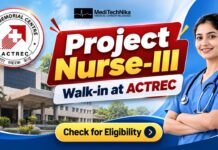 Project Nurse-III Walk-in at ACTREC Tata Memorial Navi Mumbai | Earn Rs 36,400/- ACTREC jobs: attend the Project Nurse-III walk-in in Navi Mumbai on 21 October 2026. Check eligibility, salary and required documents.